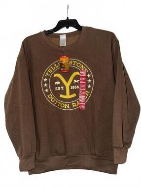 Yellowstone Dutton Ranch Brown Crewneck Sweatshirt, Adult X-Large, New with Tags